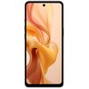 Smartfon z dużym ekranem, na którym widoczna jest abstrakcyjna grafika w odcieniach pomarańczowego i beżowego. Na górze ekranu znajduje się mały otwór na aparat.