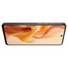 Na zdjęciu widoczny jest czarny smartfon z dużym ekranem, na którym wyświetlany jest abstrakcyjny, pomarańczowy wzór. Na krawędzi urządzenia znajdują się trzy przyciski.