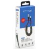 Opakowanie produktu "Kabel USB-A - USB-C MONTIS MT130 1.5 m" w kolorze niebiesko-białym z widocznym spiralnym kablem i napisami: "USB TYPU C", "UNIWERSALNY PRZEWÓD USB", "3A FAST CHARGE DATA SYNC", oraz logo "MONTIS DESIGNED IN POLAND". Na dole opakowania