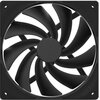 Czarny wentylator komputerowy z dziewięcioma łopatkami, umieszczony w kwadratowej obudowie z widocznym logo "NZXT" w rogu.