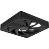 Czarny wentylator komputerowy z logo "NZXT" na ramie, posiadający kilka łopatek umieszczonych w kwadratowej obudowie. Produkt jest widoczny z perspektywy ukazującej zarówno łopatki, jak i boczne krawędzie obudowy.