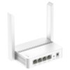 Biały router z dwiema pionowymi antenami, posiada cztery porty LAN, jeden port WAN oraz przyciski WPS i POWER. Na obudowie widoczne jest logo "cudy".