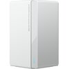 Biały router o prostokątnym kształcie z widocznym napisem "xiaomi Mesh System AC1200" na przedniej części obudowy. Na dolnej części panelu znajduje się niebieski wskaźnik świetlny.