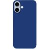 Granatowe etui na telefon z dwoma wycięciami na aparaty fotograficzne oraz okrągłym otworem na lampę błyskową. Etui ma gładką powierzchnię i zaokrąglone rogi.