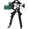 Na zdjęciu znajduje się czarny wyciskacz do mas, z zielonym elementem na końcu, metalowym mechanizmem sprężynowym i ergonomicznym uchwytem. Produkt ma widoczne detale konstrukcyjne, takie jak śruby i sprężyny.