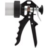 Na zdjęciu znajduje się czarny wyciskacz do mas, z widocznym mechanizmem sprężynowym i uchwytem. Produkt ma ergonomiczny uchwyt z miejscem na palce oraz metalowe elementy konstrukcyjne.