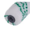 Na zdjęciu znajduje się wałek malarski z białym, puszystym pokryciem i zielonymi wzorami, z szarym plastikowym uchwytem. Produkt to "Wałek malarski STALCO PERFECT Silver green Acryl S-73822".