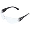 Przezroczyste okulary ochronne z czarnymi zausznikami, na których widnieje logo "STALCO". Okulary mają opływowy kształt i są wykonane z przezroczystego materiału.