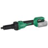 Na zdjęciu znajduje się zielono-czarna szlifierka prosta z widocznym logo "STALCO" oraz oznaczeniami "BL" i "20V 4Ah S-Volt". Urządzenie ma ergonomiczny uchwyt i wymienny akumulator.