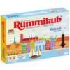 Pudełko gry logicznej "Rummikub Classic Gdańsk Edition" z kolorową grafiką przedstawiającą panoramę Gdańska, z napisem "The Original Rummikub Brings People Together" oraz informacją o dwóch dodatkowych płytkach specjalnych. Na opakowaniu widoczne są także