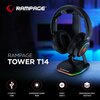 Stojak na słuchawki RAMPAGE Tower T14 RGB Wbudowany HUB USB, Wysokość 257 mm Czarny Materiał Tworzywo sztuczne