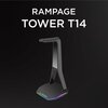 Stojak na słuchawki RAMPAGE Tower T14 RGB Wbudowany HUB USB, Wysokość 257 mm Czarny Wbudowany HUB USB Tak