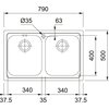 Zlewozmywak dwukomorowy FRANKE Logica LLL 620-79 101.0153.295 Len 50x78 Typ Wbudowywany