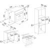 Schemat instalacji piekarnika elektrycznego z wymiarami: szerokość 595 mm, wysokość 595 mm, głębokość 548 mm, oraz minimalne wymiary wnęki montażowej: szerokość 560 mm, wysokość 583 mm, głębokość 560 mm. Na rysunku widoczne są strzałki wskazujące kierunki