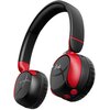 Czarno-czerwone, bezprzewodowe słuchawki nauszne z widocznym logo "HYPERX" na obu nausznikach. Na jednym z nauszników znajdują się dwa przyciski oraz mała, niebieska dioda.