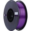 Czarna szpula z nawiniętym fioletowym filamentem do drukarki 3D. Na etykiecie widnieje tekst: "CR-Silk Purple, 1.75mm, 1kg, Print Temp 190-230°C".