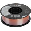 Szpula filamentu do drukarki 3D z widocznym logo "CREALITY" na górze. Na etykiecie znajdują się napisy: "CR-PLA SILK, Diameter: 1.75MM, Net weight: 1KG, Extruder Temp: 190°C-230°C" oraz "Share with Us" z kodami QR i ikoną astronauty.