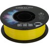 Szpula żółtego filamentu do drukarki 3D z napisem "CREALITY 3D PRINTER FILAMENT" na górze. Na etykiecie widnieje tekst: "CR-PETG, Diameter: 1.75MM, Net Weight: 1KG, Extruder Temp: 230°C-250°C" oraz grafika z kolorowym wzorem i małym robotem.