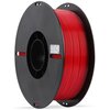 Czarna szpula z nawiniętym czerwonym filamentem o średnicy 1,75 mm i wadze 1 kg. Na etykiecie widnieje napis: "CR-PETG Red 1.75mm 1kg Print Temp 230-250°C".