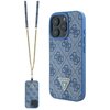 Etui GUESS Leather Metal Logo Strass Crossbody do Apple iPhone 16 Pro Niebieski