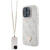 Etui GUESS Leather Metal Logo Strass Crossbody do Apple iPhone 16 Pro Różowy