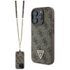 Etui GUESS Leather Metal Logo Strass Crossbody do Apple iPhone 16 Pro Brązowy