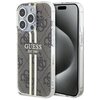 Etui GUESS IML 4G Gold Stripe do Apple iPhone 15 Pro Brązowy
