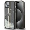 Etui GUESS Liquid Glitter Gold Stripes do Apple iPhone 15 Plus Czarny