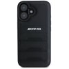 Etui AMG Leather Debossed Lines Black Logo do Apple iPhone 16 Czarny Model telefonu iPhone 16