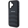 Etui AMG Leather Debossed Lines Black Logo do Apple iPhone 16 Czarny Typ Etui nakładka
