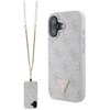 Etui GUESS Leather Metal Logo Strass Crossbody do Apple iPhone 16 Różowy