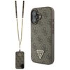 Etui GUESS Leather Metal Logo Strass Crossbody do Apple iPhone 16 Brązowy