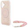 Etui GUESS IML Flowers Allover Electro With Pearl Strap MagSafe do Apple iPhone 16 Różowy Dominujący kolor Różowy