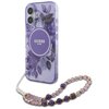 Etui GUESS IML Flowers With Pearl Strap MagSafe do Apple iPhone 16 Plus Fioletowy