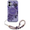 Etui GUESS IML Flowers With Pearl Strap MagSafe do Apple iPhone 16 Plus Fioletowy Seria telefonu iPhone