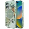 Etui GUESS IML Flower & Tonal Circle MagSafe do Apple iPhone 16 Zielony