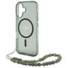 Etui GUESS IML Glitter With Pearl Strap MagSafe do Apple iPhone 16 Plus Zielony Dominujący kolor Zielony