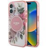 Etui GUESS IML Flower & Tonal Circle MagSafe do Apple iPhone 16 Różowy