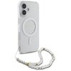 Etui GUESS IML Glitter With Pearl Strap MagSafe do Apple iPhone 16 Plus Przezroczysty Model telefonu iPhone 16 Plus