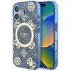Etui GUESS IML Peony On 4G Background MagSafe do Apple iPhone 16 Niebieski