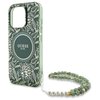 Etui GUESS IML Flowers Allover Electro With Pearl Strap MagSafe do Apple iPhone 16 Pro Zielony Dominujący kolor Zielony