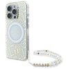 Etui GUESS IML Flowers Allover Electro With Pearl Strap MagSafe do Apple iPhone 16 Pro Biały