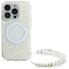 Etui GUESS IML Flowers Allover Electro With Pearl Strap MagSafe do Apple iPhone 16 Pro Biały Seria telefonu iPhone