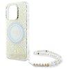 Etui GUESS IML Flowers Allover Electro With Pearl Strap MagSafe do Apple iPhone 16 Pro Biały Dominujący kolor Biały