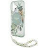 Etui GUESS IML Flowers With Pearl Strap MagSafe do Apple iPhone 16 Plus Zielony Dominujący kolor Zielony