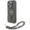Etui GUESS IML Glitter With Pearl Strap MagSafe do Apple iPhone 16 Pro Czarny
