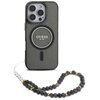 Etui GUESS IML Glitter With Pearl Strap MagSafe do Apple iPhone 16 Pro Czarny Seria telefonu iPhone