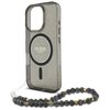 Etui GUESS IML Glitter With Pearl Strap MagSafe do Apple iPhone 16 Pro Czarny Dominujący kolor Czarny