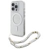 Etui GUESS IML Glitter With Pearl Strap MagSafe do Apple iPhone 16 Pro Przezroczysty