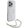 Etui GUESS IML Glitter With Pearl Strap MagSafe do Apple iPhone 16 Pro Przezroczysty Model telefonu iPhone 16 Pro
